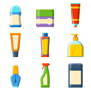 浴淋浴平面樣式圖與現代化衛浴設計 容器、塑料瓶與衛生材料的融合